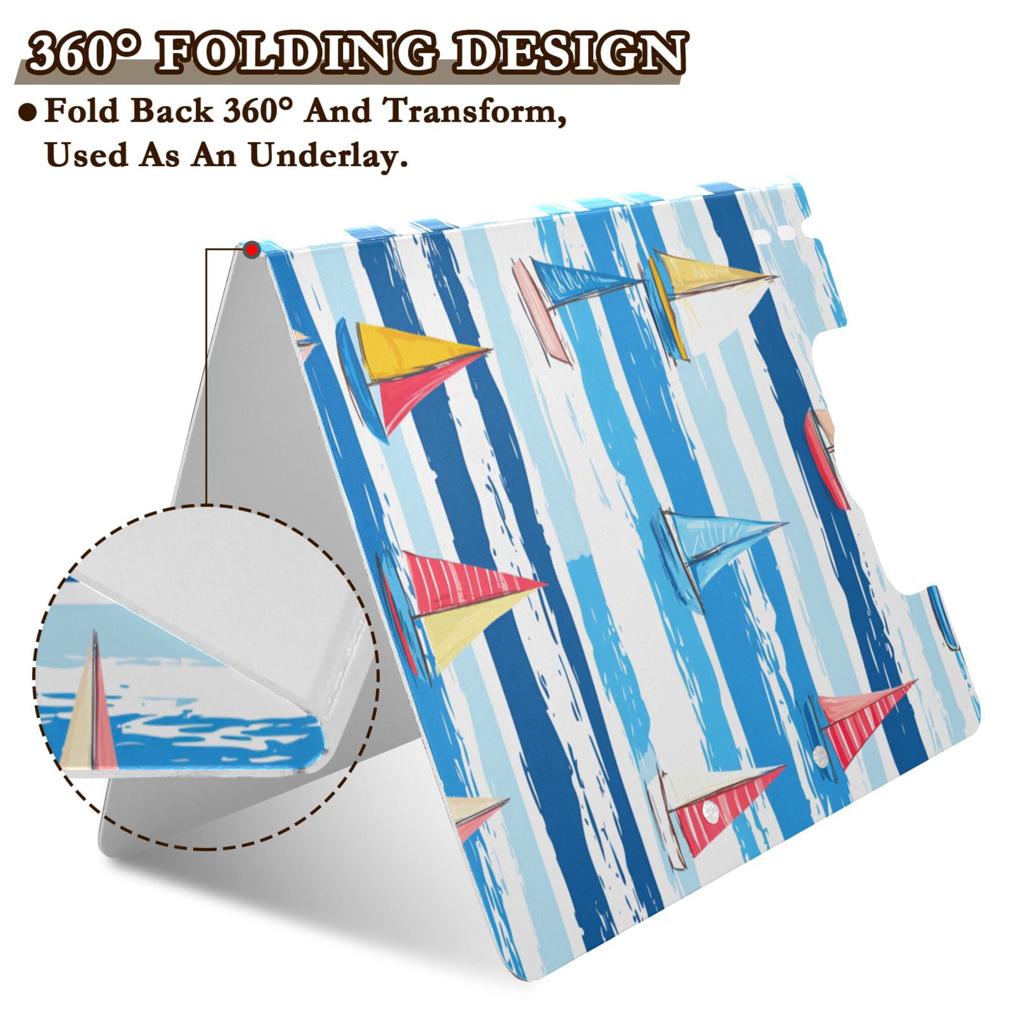 FORMRS A4 Clipboard Folder with Pen Holder Horizontal Foldable School Office Binder, Yellow Sailboats