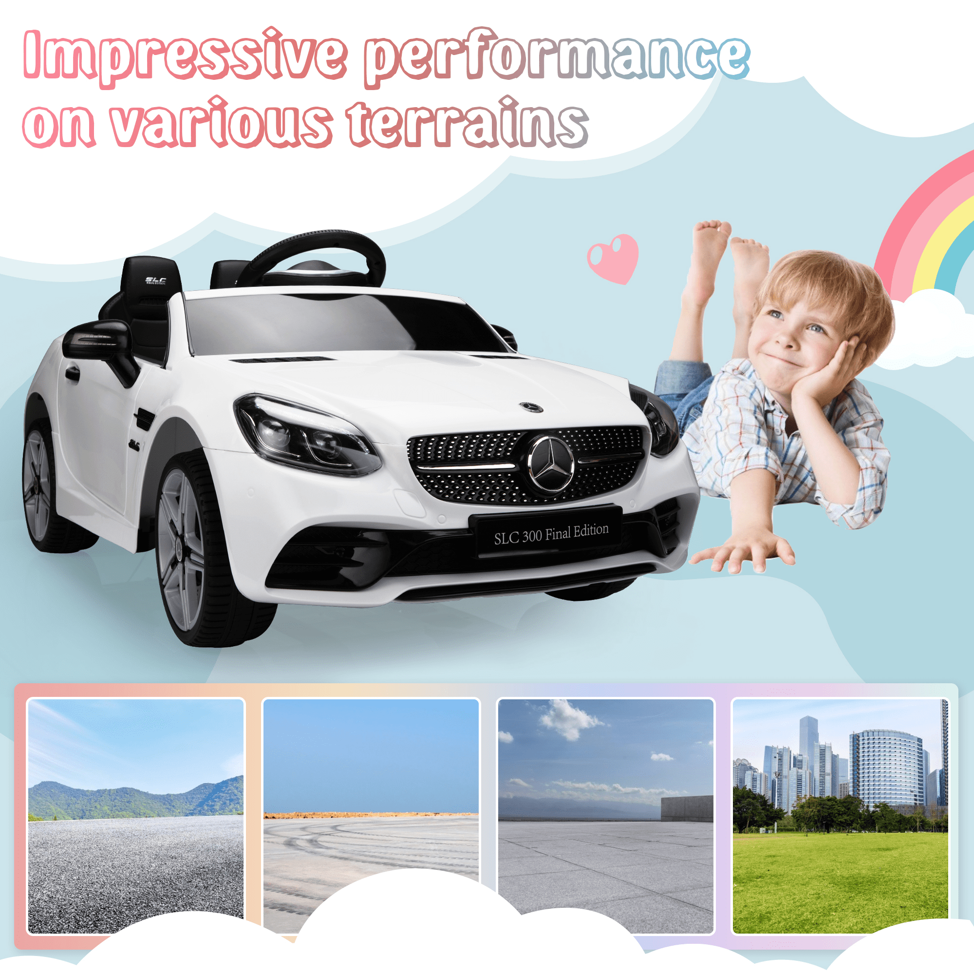 Private Jungle 12V kids Ride On Electric Car with R/C Parental Remote, LED Head Lights, Safe Belt, Double Doors, 2 Speeds, White Private Jungle 12V kids Ride On Electric Car with R/C Parental Remote, LED Head Lights, Safe Belt, Double Doors, 2 Speeds, White