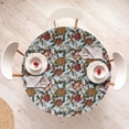 thumbnail image 4 of Ambesonne Botanical Fitted Round Tablecloth, Bird Print Spring Flowers, 40"- 44" Diameter, Soft Blue and Multicolor, 4 of 5