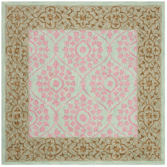SAFAVIEH Suzani Cordelia Oriental Area Rug, Taupe/Pink, 5' x 5' Square