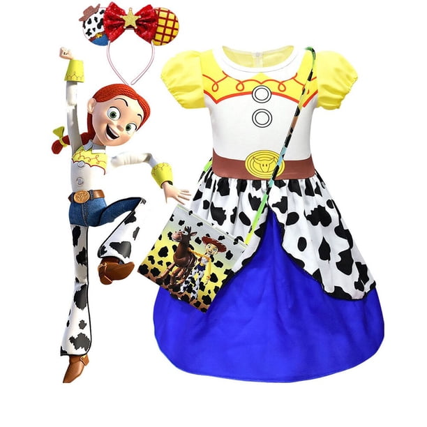 Vestido de princesa Disney Toy Story 4 Jessie Cosplay carnaval manga larga niñas disfraz con diadema para Halloween cumpleaños Party130 (tamaño 5-6T) Gao Jinjia LED