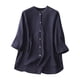 thumbnail image 2 of mfyjkho Tops Casuales Para Mujer, Blusa De Lino Sintético Para Mujer, Color Liso, Con Mangas 3/4, Botones Y Cuello Alto, Moderna Tops De Tallas Grandes Xl, 2 of 8