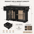 thumbnail image 6 of Homy Casa 65.2" Kitchen Island with Storage, Drop Leaf, Power Outlet and Arched Glass Doors, Black, 6 of 11