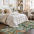 thumbnail image 4 of 4x8 Washable Area Rug For Family: Stain Resistant Wide Floral Scalloped Kitchen Soft Carpet Entryway Bathroom Bedroom Farmhouse Living Room Floor Mat With Non Slip Backing(4x8  Floral/green), 4 of 8