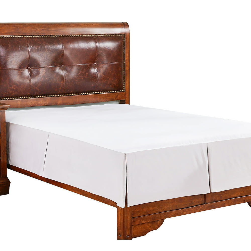 Peace Nest Cotton Sateen Pleated Bed skirt 15inch Drop, White, Queen