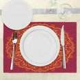 thumbnail image 3 of Ambesonne Mandala Place Mats Set of 4, Psychedelic Vibrant Colored, Standard Size, Vermilion Fuchsia, 3 of 6