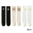 thumbnail image 2 of Esaierr 3 Pairs Kids Girls Autumn Socks Knee High Socks for Toddler Flower Cotton Socks for 3-12Y, 2 of 5