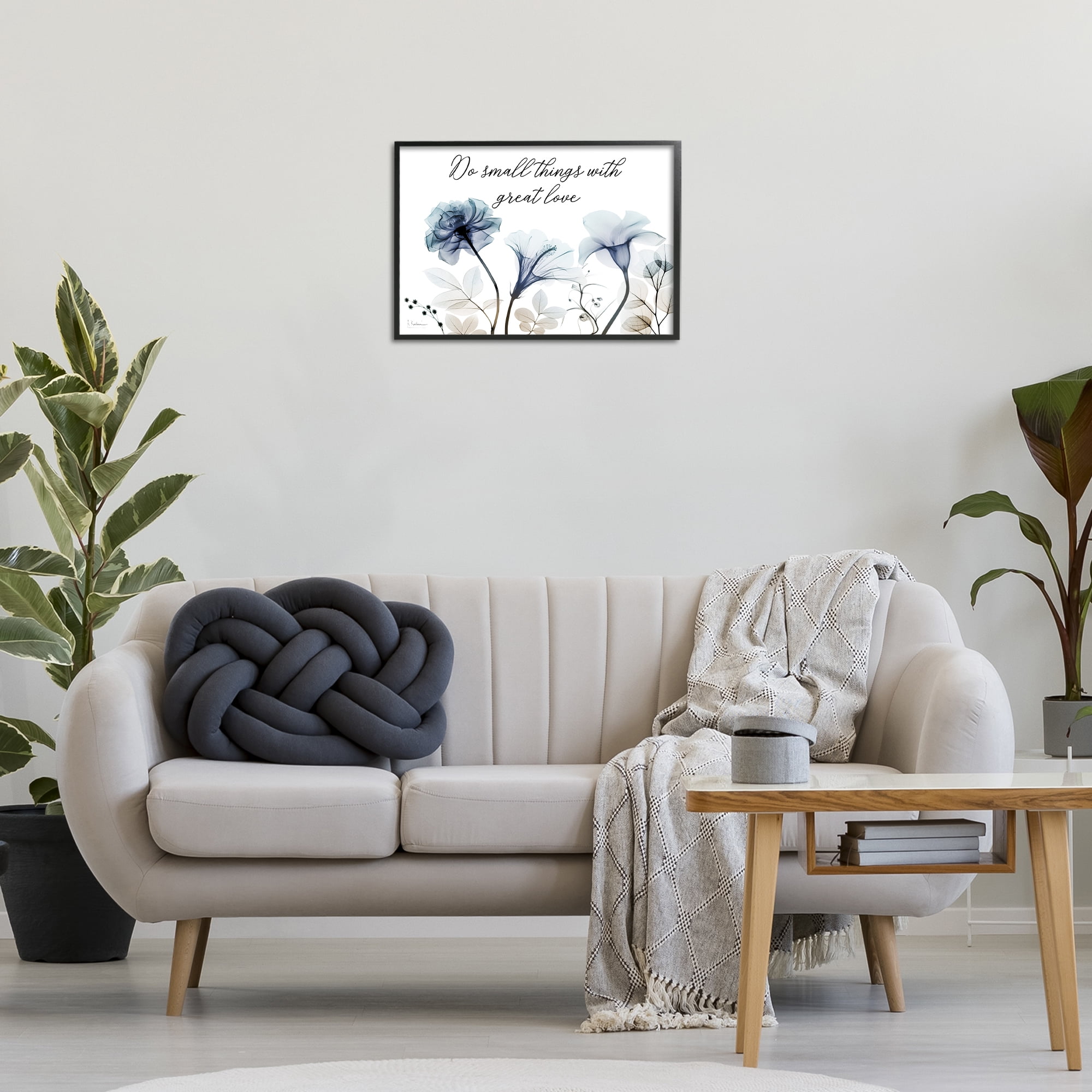 Stupell Industries With Great Love Floral Religious Painting Black Framed Art Print Wall Art, 24 x 16