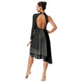 thumbnail image 2 of iiniim Women Lyrical Performance Asymmetrical Split Leotard Dress Modern Dance Costume Black M, 2 of 7