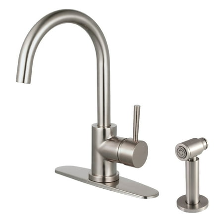 Kingston Brass LS8578DLBS Concord Single-Handle Kitchen Faucet with Brass Side Sprayer Brushed Nickel