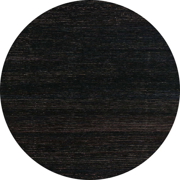 Ahgly Company Indoor Round Abstract Black Abstract Area Rugs, 6' Round