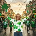thumbnail image 6 of Craaazy Women's St Patricks Day Clothes with Irish Clover Prints Crew Neck 3/4 Sleeve Shirts, 6 of 6