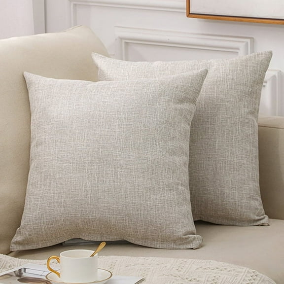 XmhyTop-A Throw Pillow, 2 Pack 45*45cm Linen Pillow Textured Pillow Boho Pillow Farmhouse Decorative Pillows for Living Room Bedroom Home Decoration,Light Beige Grey
