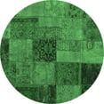 thumbnail image 1 of Ahgly Company Indoor Round Patchwork Emerald Green Transitional Area Rugs, 4' Round, 1 of 4