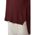 thumbnail image 4 of A2Y Women's Relaxed fit Mock Neck Mossy Fluffy Knit High Low Sweater Burgundy M, 4 of 5