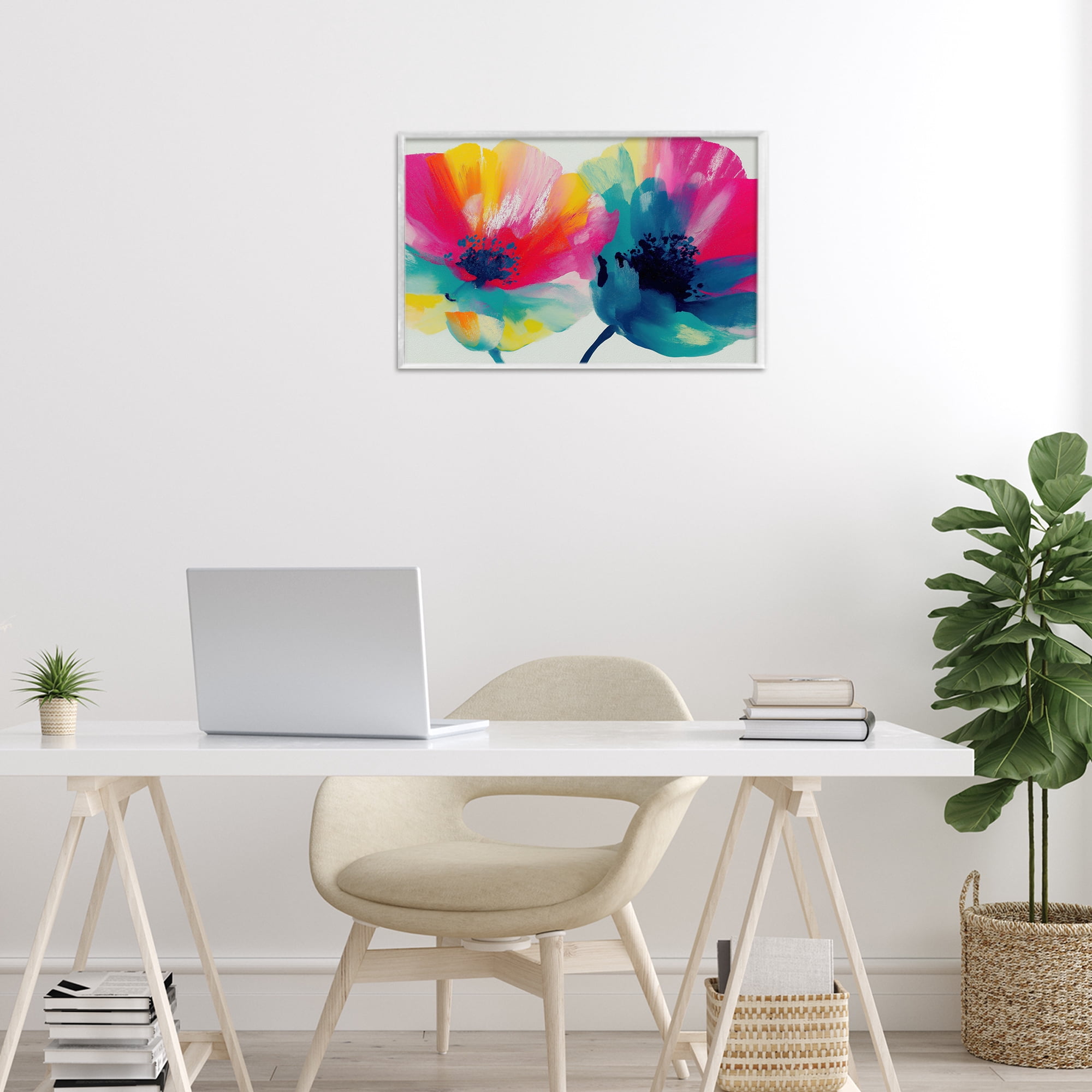 Stupell Industries Two Colorful Poppies White Framed Giclee Art, design by Chromatic Storm Studio