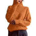 thumbnail image 3 of Women'S Turtle Neck Sweater Fall Winter Long Sleeve Chunky Knitted Trendy Pullover Tops Chocolate Color L, 3 of 9