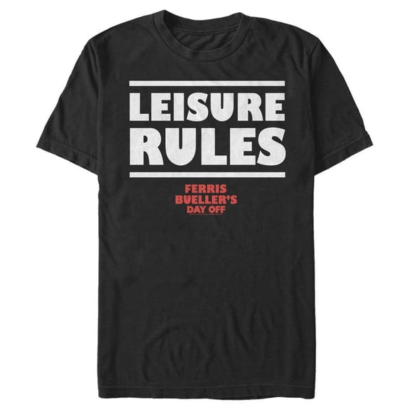 Men's Ferris Bueller's Day Off Leisure Rules Graphic Tee Black Large