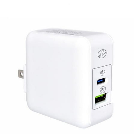CableWholesale 3.1A 36W 2 Port USB C Wall Travel Charger with USB White
