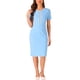 thumbnail image 1 of Vestido de mujer de manga corta Inspire Chic, vestido ajustado de tweed para el trabajo, vestido lápiz L azul cielo, 1 of 5