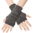 thumbnail image 1 of Gants Sans Doigts en Tricot Torsadé pour Femmes (Gris), 1 of 7