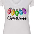 thumbnail image 4 of Inktastic Merry Christmas Rainbow Holiday Lights Women's V-Neck T-Shirt, 4 of 5