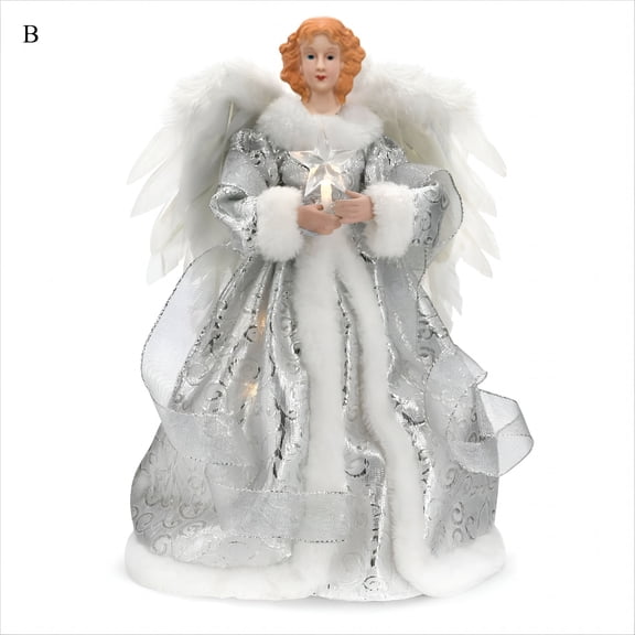 HIBIBUD Christmas Decorations,Angel Tree Topper with Lights,12Inch Led Operated Lighted Treetop Ornaments Indoor Decorations,Angel Topper for Christmas Tree