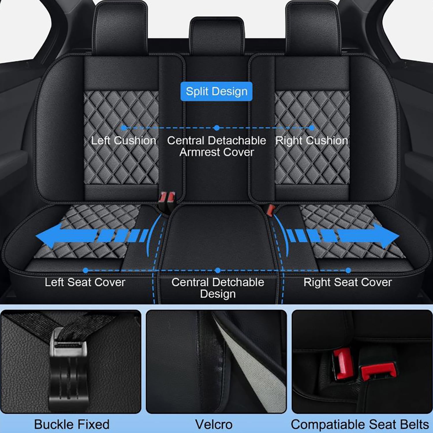 Car Seat Covers Full Set for Car Seat Covers Custom Fit for Nissan Sentra 2008-2026 2 Rows 5-Seat Set Faux Leather Seat Covers Waterproof Car Seat Protector (5-Seat Set, Black&Gray)