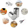 thumbnail image 3 of 2-piece stainless steel kitchen utensil tray - Round drain organizer - Kitchen utensil storage tube - Cookware rack - Drying equipment - With round drain opening - Suitable for forks, knives, spoons,, 3 of 6