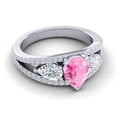 thumbnail image 5 of 2.00 Carat Pear Cut Pink Sapphire Gemstone & Natural Diamond Sparkle Three Stone Ring for Women Solid 14K White Gold Size 11.5 by Diamond-Capitals, 5 of 8