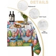 thumbnail image 5 of Easter Gnomes Bunnies Rectangle Tablecloth, Spring Easter Eggs Floral Leaves Waterproof & StainResistant Tablecloth, Washable Oil-proof Table Cover for Dining/Party/Wedding/Camping/Buffet 52x70 In, 5 of 9