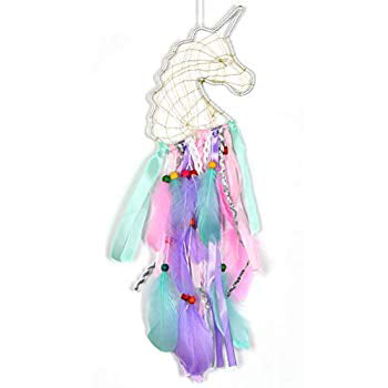 Colorful Dream Catcher Handmade Dreamcatcher Feather Unicorn Bedroom Hanging 