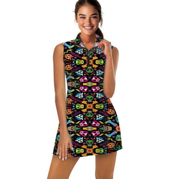 Cool Mexican wrestlers getting ready to fight and have fun Sports Dresses Women Tennis Dress Outdoor Badminton Golf Quick-Drying And Breathable Sports Dress