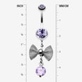 thumbnail image 2 of Dainty Bow Gem Sparkle Belly Ring-Tanzanite, 2 of 3