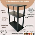 thumbnail image 5 of Real Heavy Wood 3-Tier Side Table Narrow Places, Handcrafted Tall 10 Inch Width End Table for Living Room Storage Shelf, Slim Bedside Table for Small Spaces, Nursery, Bedroom, Office (Black, Tall), 5 of 11