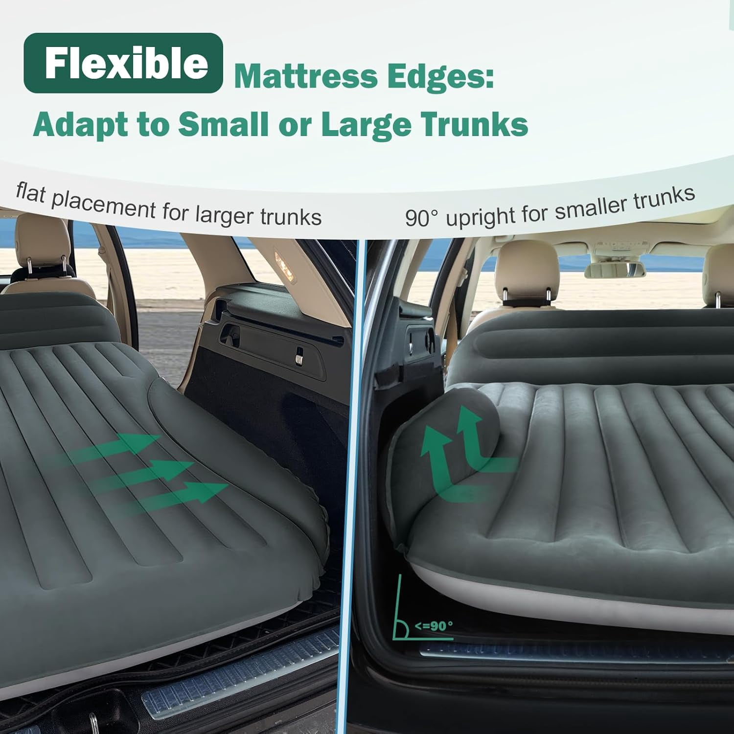 Air Mattress, Double-Sided Thick Flocked Car Air Mattress with Built-in Pump & Pillow, Complete Sleeping Accessories for Auto Camping & Road Trips