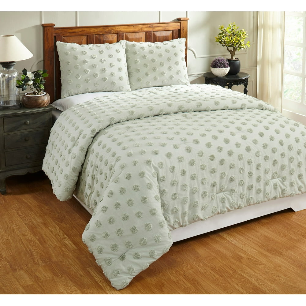 Better Trends Athenia Collection in Polka Dot Design 100 Cotton Tufted Chenille, King Comforter