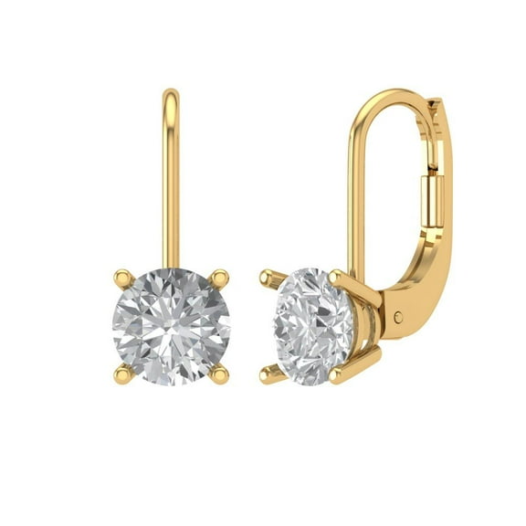 Clara Pucci 2Ct Synthetic White Sapphire Round Cut VVS1 Lever Back Drop Dangle 18k Solid hypoallergenic Gold Designer Earrings For April