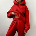 thumbnail image 2 of Lumtrix Womens 2 Piece Outfits Oversized Hoodies Jogger Sweatpants Lounge Sweatsuits Y2K Tracksuit Fall Fashion Sets with Pockets Red S, 2 of 7