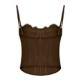 thumbnail image 5 of Wyongtao Lace Corset Top Bustier Tops for Women Spaghetti Adjustable Strap Sheer Crop Tops Bralette,Coffee M, 5 of 6
