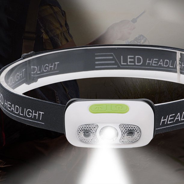 Linterna frontal LED de inducción 1000mAh 4 modos Luz de cabeza de trabajo USB a prueba de agua (Blanco) Ndcxsfigh Para estrenar