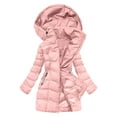 thumbnail image 2 of Maqroz Long Down Jacket Women Knee Length Warm Quilted Coats Fleece Lined Heavy Winter Coats Zip Up Thermal Heavyweight Parka Jackets with Hood and Zipper Pockets Outerwear, Pink XL, 2 of 9