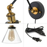 LNC 9.1-in H On/Off Switch Black Swing Arm with Glass Shade Modern Wall ...