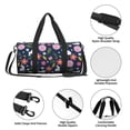 thumbnail image 6 of Xecao Floral Rabbit print Round Travel Duffel Bag is a foldable gym bag with an inner pocket, perfect for travel sports, 6 of 8