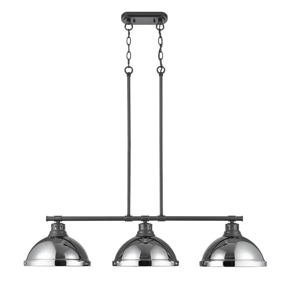 Yep by Golden Lighting Duncan 3-light Island Light in Matte Black and Chrome shade
