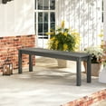 thumbnail image 2 of Patiojoy 2Pcs Outdoor Bench 2-3 Person HDPE Patio Bench 55" Backless Garden Bench with Slatted Seat Gray, 2 of 9