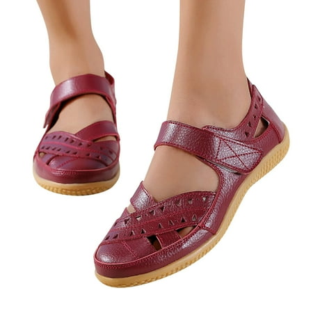 Oyedens Casual Ballet Flats Sandals for Women Hollow Ankle Strap Walking Loafers Work Sneakers Shoes