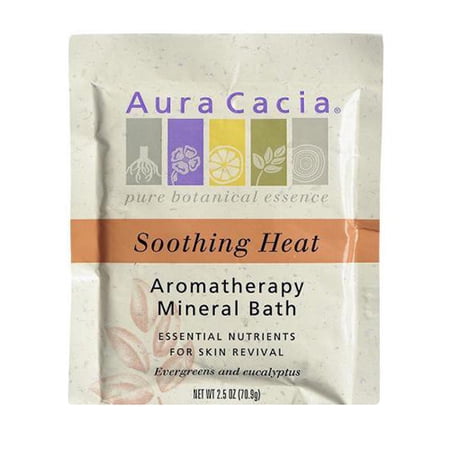 Aura Cacia Soothing Heat Aromatherapy Mineral Bath, Evergreen And Eucalyptus Oil - 3 Oz, 6 Pack