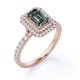thumbnail image 4 of JeenMata Anillo de Compromiso con Halo Doble de Alejandrita y Moissanita de Talla Esmeralda de 1,75 Quilates Cultivada en Laboratorio en Baño de Oro Rosa de 18 K sobre Plata, 4 of 6