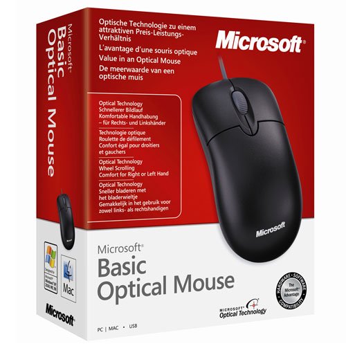 Genuine Black Microsoft USB Basic Optical Mouse v2.0 w/ Scroll Wheel